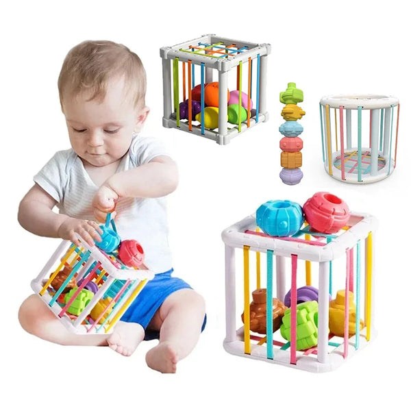 Montessori Shape Sorter Cube – Colorful Blocks Learning Toy for Infants