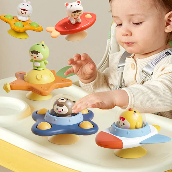 Montessori Baby Bath Spinner Toy – Suction Cup Sensory Rattle & Early Learning Fidget