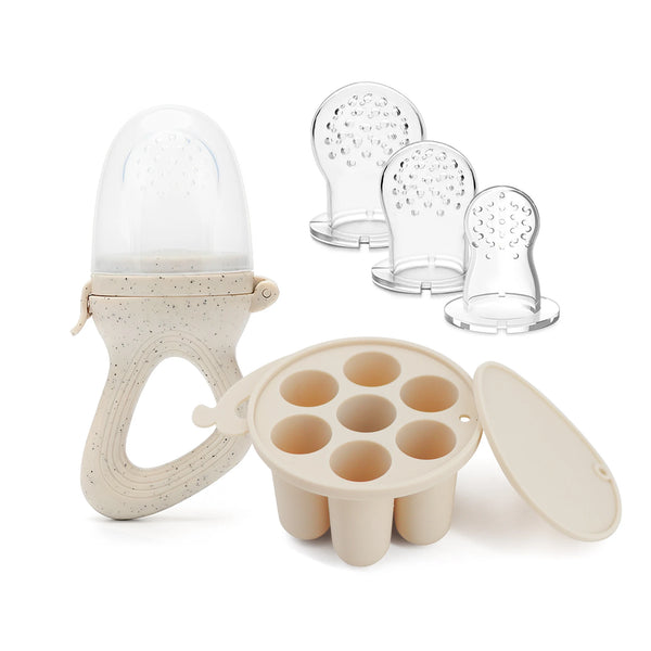 Baby Fruit Feeder Pacifier – Silicone Teether with Freezer Tray Set